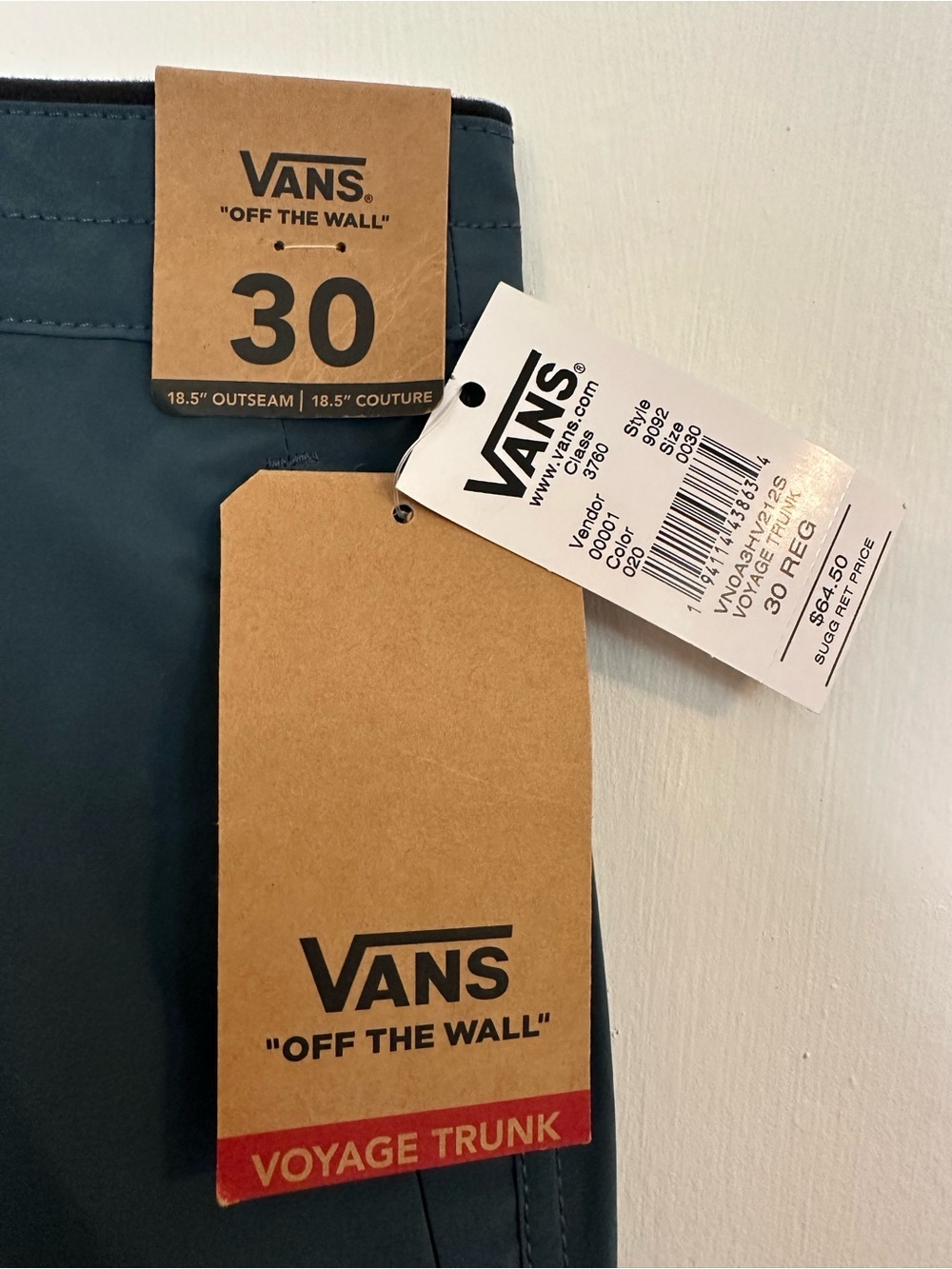 Vans Men’s Teal Voyage Trunk Swim Shorts - Picture 3 of 3